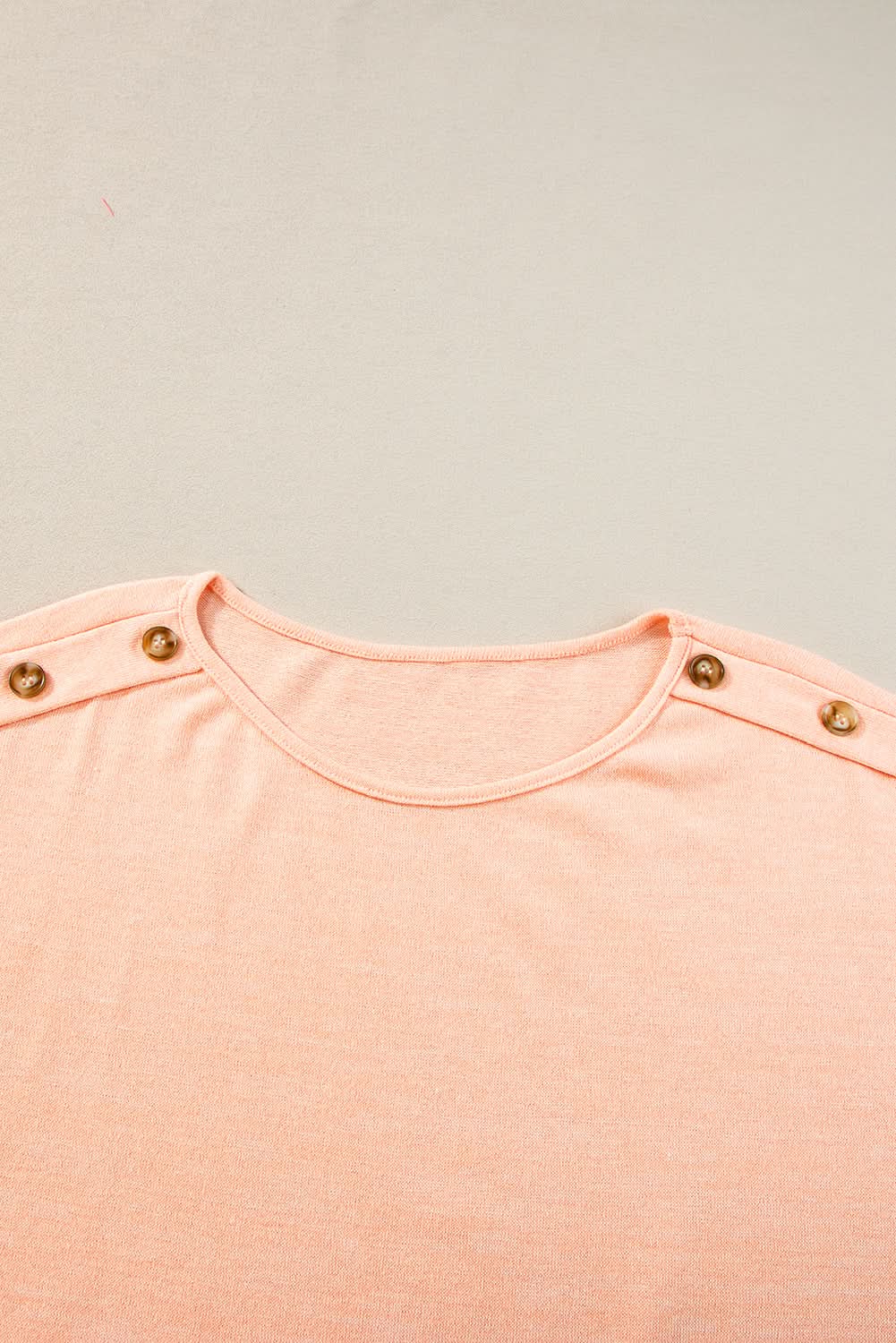 Apricot Pink Button Detail Batwing Sleeve Casual Tee - Love Salve